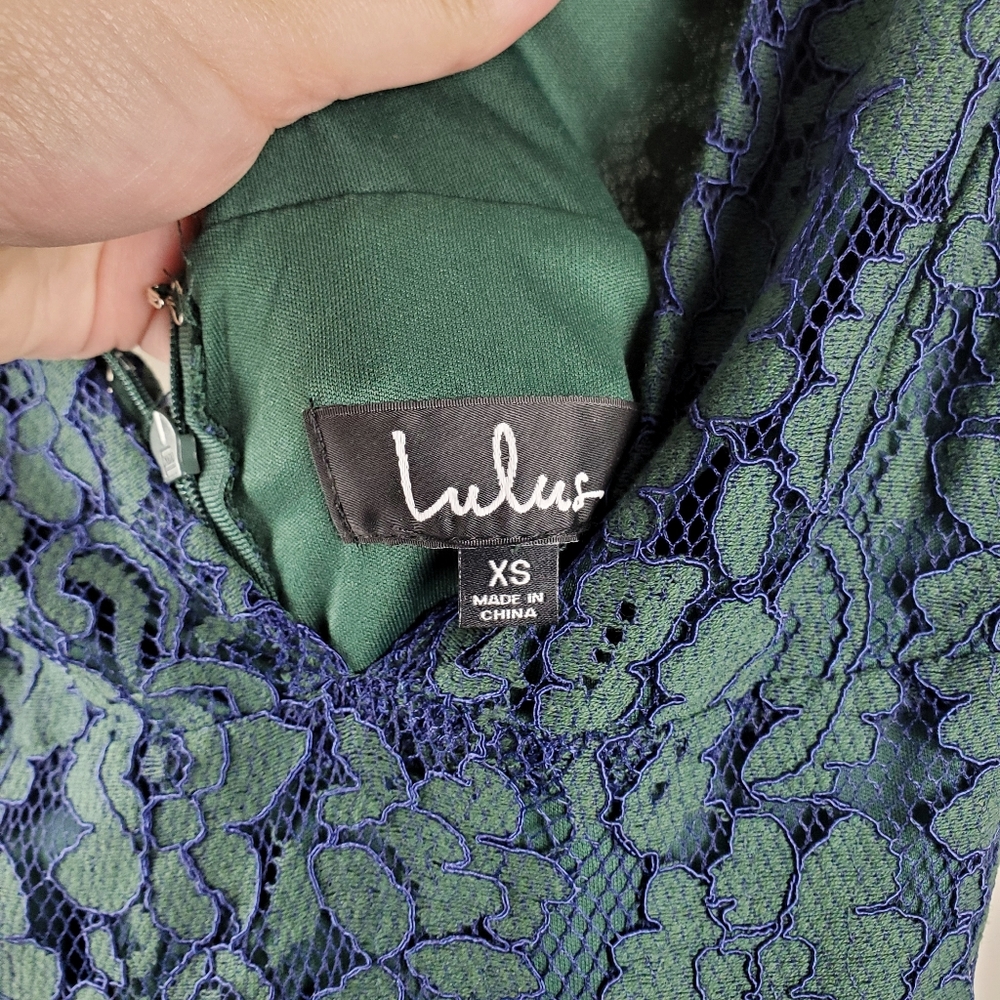 Lulus Blue Green Lace Dress Size XS NWT - Picture 6 of 6